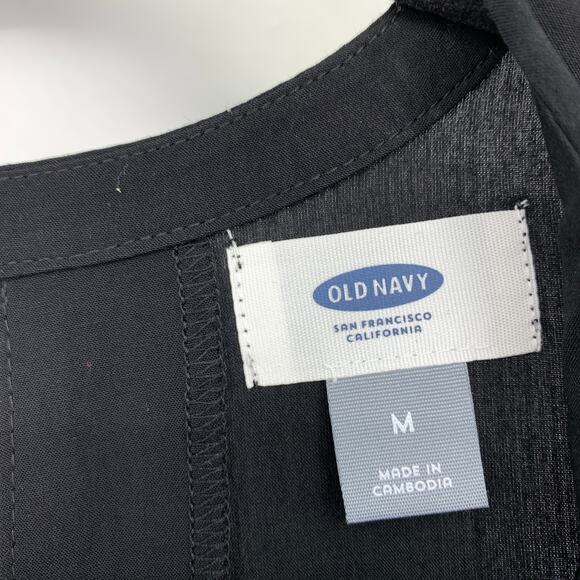 Old Navy A-Line Sleeveless Dress Womens Sz Medium Keyhole Back Black V-Neck - Picture 5 of 6
